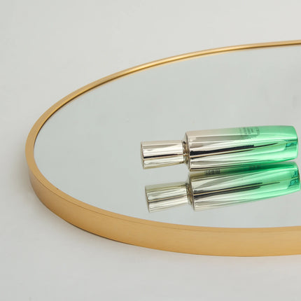 165x60cm Full Length Mirror, Curved Standing Mirror with Hooks, Floor Mirror with Tempered Glass and Aluminum Alloy Frame, Gold