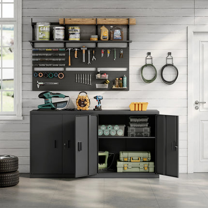 Lockable File Cabinet with Lock Height-Adjustable Shelf Printer Cabinet Multi-Purpose Metal Work Office Storage