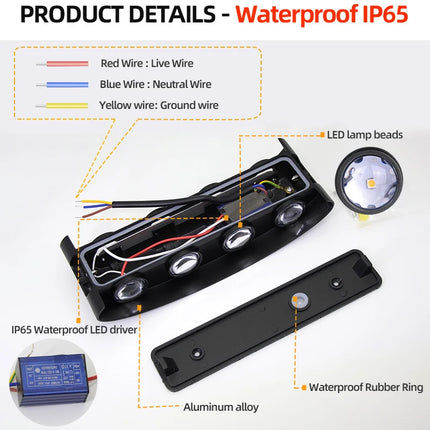 Aluminum LED Wall Lamp Waterproof IP65 Outdoor Garden Lights 8W 12W Interior Wall Light for Bedroom Living Room Stairs Lighting