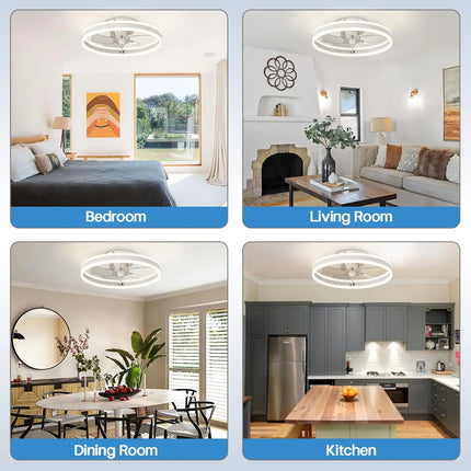 Led Ceiling Fan Without Lights DC Motor 6 Speeds Timing Fans 50CM Low Floor Loft Remote Control Lux&vitae Fan With Lights