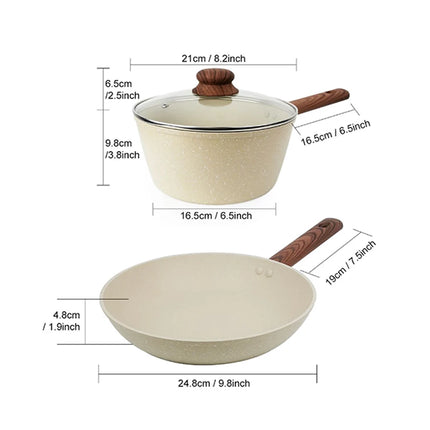 Nonstick Kitchen Cookware Set, Pot and Pan Set of 3 with 2.2L Stock Pot with Lid, 9.8inch Frying Pan Sauce Pan,