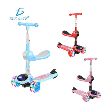 Children's scooter with adjustable seat, 3 wheels, multi-color light and sound / jug.28