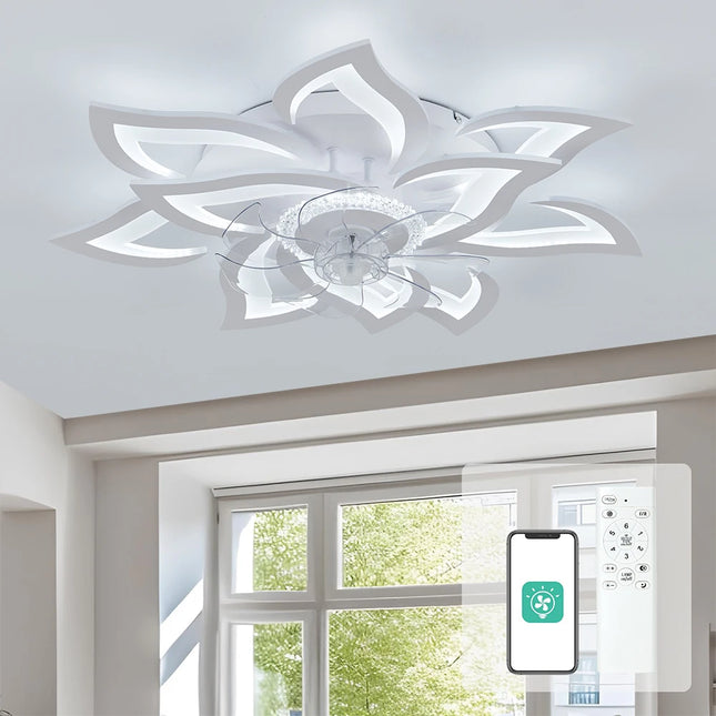IRALAN Ceiling Fan Light Living Room Bedroom Modern and Simple Home Intelligent Remote Control Restaurant LED Fan Light