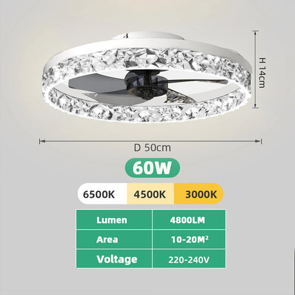 Modern Smart Led Ceiling Fans Chandelier Bedroom Living Room Nordic Acrylic Invisible Fan Light APP Remote Control Ceiling Fans