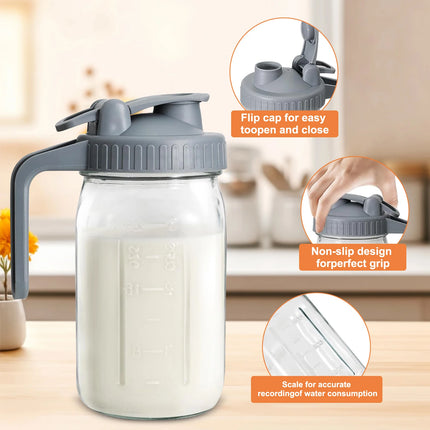 Breastmilk Pitcher 32oz, Glass Pitcher with Lid for Breast Milk Storage, Formula Pitcher with Handle and Pour Spout