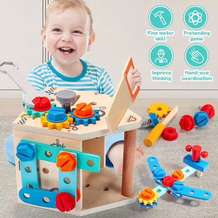 Children's Wooden Toolbox Set Toys Simulation Maintenance Tool Repair Toys