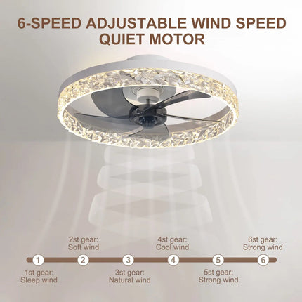 Modern Smart Led Ceiling Fans Chandelier Bedroom Living Room Nordic Acrylic Invisible Fan Light APP Remote Control Ceiling Fans