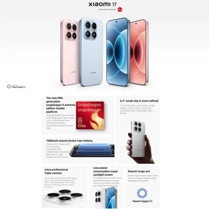 Xiaomi 17 5G smart phone 16GB+512GB 3D ultrasonic fingerprint 6.3-inch HyperOS 3 mobile phone