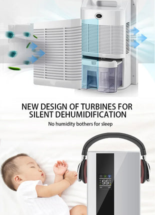 Dehumidifier and Air Purifier 2 in 1 Moisture Absorber Household Mute Bedroom Basement Remote Control Timing External Water Pipe