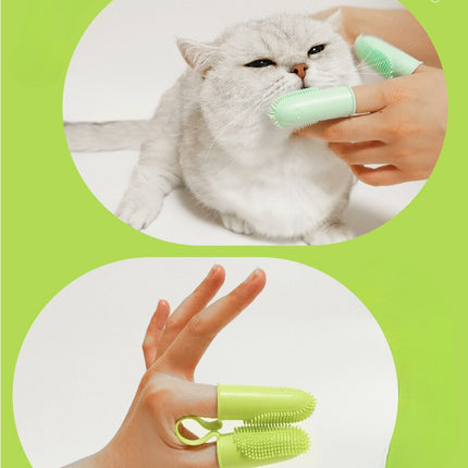 New Dog Toothbrush Double Fingers Pet Supplies Teeth Cleaning Finger Sleeves Oral Cleaning Tools Puppy Accessories Useful Gadget
