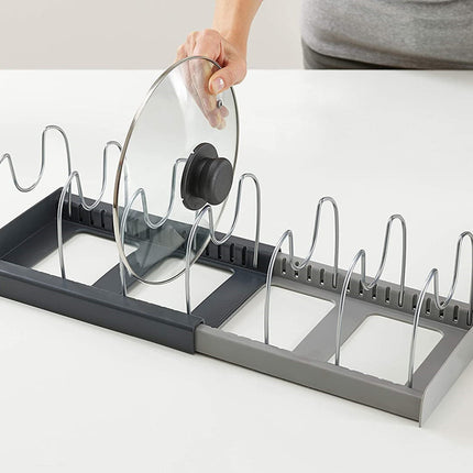 Kitchen Supplies Storage Rack Tabletop Telescopic Pot Cover Rack Kitchen Utensils Storage Rack Drainage Tray Telescopic Drawer Organizer