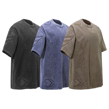 Mech design washed T-shirt for men
