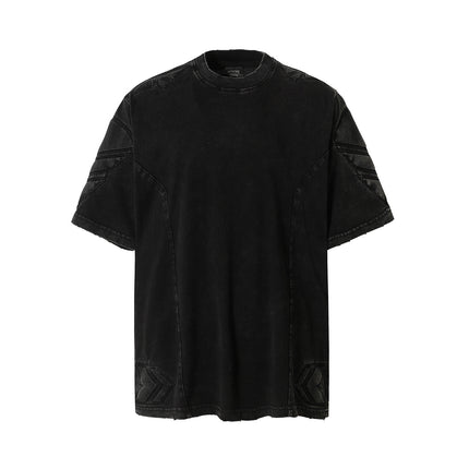 Mech design washed T-shirt for men