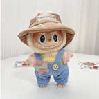 Star Light Blue Overalls + Small Brown Hat / Not Include Dolls