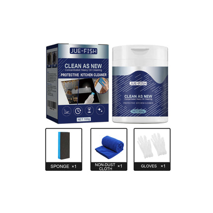 Jue-Fish Kitchen Protective Cleaning Powder, Kitchen Range Hood Stove Faucet Oil Dirt Cleaning Powder