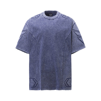 Mech design washed T-shirt for men