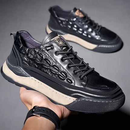 New Male Shoes Lace Up Real Leather Sports Sneakers Fashion Genuine