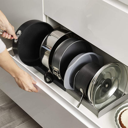 Kitchen Supplies Storage Rack Tabletop Telescopic Pot Cover Rack Kitchen Utensils Storage Rack Drainage Tray Telescopic Drawer Organizer