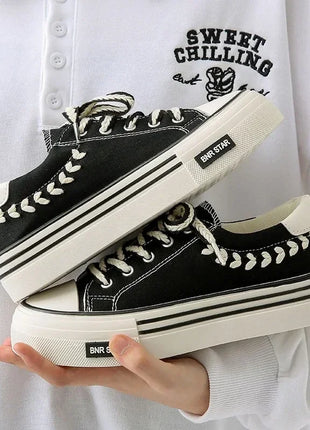 Women Outdoor Trainers Platform Canvas Shoes Height Increasing Chunky Sneakers Young Girls Outdoor Training Women Casual Shoes