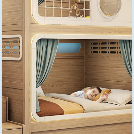 Children's upper and lower bunk double-layer high and low child-mother bed multi-functional combination