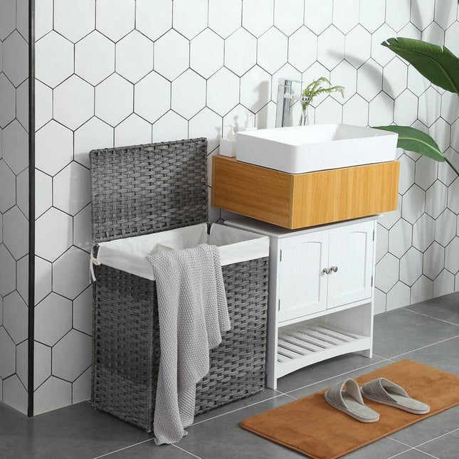 Laundry Hamper Basketl  w/ 2-Compartment Washable Liner Bag