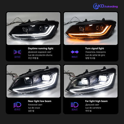 Car Light for VW Polo 2009-2021 Dynamic Signal LED Headlights DRL Automotive Accessories With Projector Lens Head