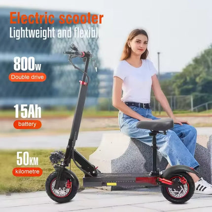 Long Range 50-55km 800W Electric Scooter J-01 with Seat 800w 48v 10 Inch