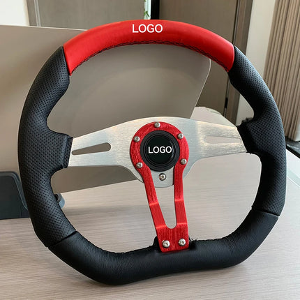 Leather Steering Wheel With Logo Sport Styling Performance Universal Racing Car Parts JDM Car Sport Steering Wheel