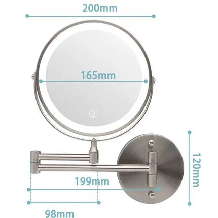 8 Inch Wall Mounted Bathroom Mirror Adjustable LED Makeup Mirror 10X Magnifying Touch Vanity Cosmetic Mirrors with Light