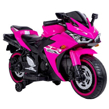 12V Scooter for Kids Boys Girls 12v7ah Motorcycle with Training Wheels Throttle Drive by Hand Lighting
