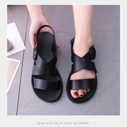 EOFK Summer Women Sandals Clogs Glitter Shinny Colors Lady Jelly Flat Comfort Sandals Hoof Shoes