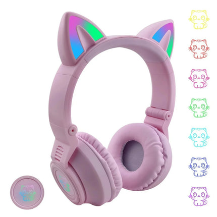 Kids Headset Wireless Child Headphone with Cat Ear   Kids  Light up for  Fire Tablet/Laptop/Pad