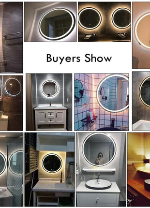 50CM/60cm Round Smart Makeup Bathroom Mirror 3 Color Adjustable LED LIght Multi-Function With Demist Bluetooth Speaker