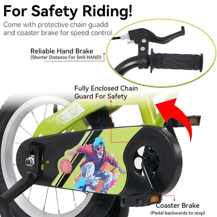 16 inch sporty kids Scooter with training wheels and stand Adjustable saddle tall Height