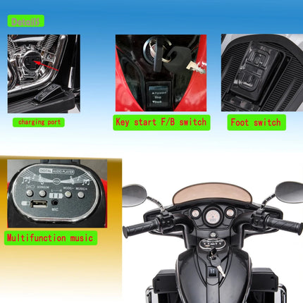 Kids Electric Scooter 12V for Kids Scooter for Kids with Key Start/ 3 Wheels Headlight/ Storage Box