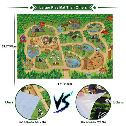 Kids Animal Jungle Zoo Models Play Mat Panda Lion Tiger Giraffe Collection Cloth Map