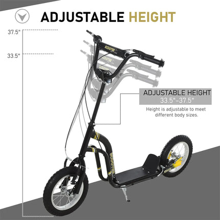12-inch Children's Scooter with Adjustable Height.  Black