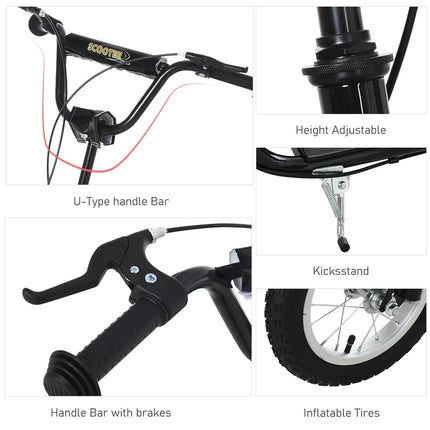 12-inch Children's Scooter with Adjustable Height.  Black