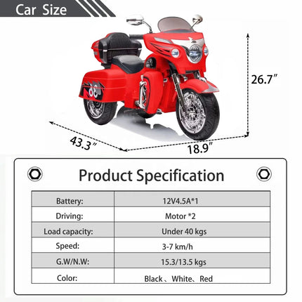 Kids Electric Scooter 12V for Kids Scooter for Kids with Key Start/ 3 Wheels Headlight/ Storage Box