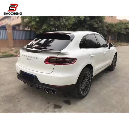 CMS Style Carbon Fiber Rear Lip with LED Light Body Parts Rear Bumper Diffuser for Porsche Macan 2014-2017