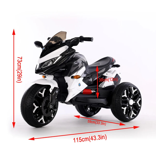 Kids Electric Scooter Ride-On Scooter 3-Wheels Rechargeable 12 V with PU Seat/manual Throttle/ Drive by Hand