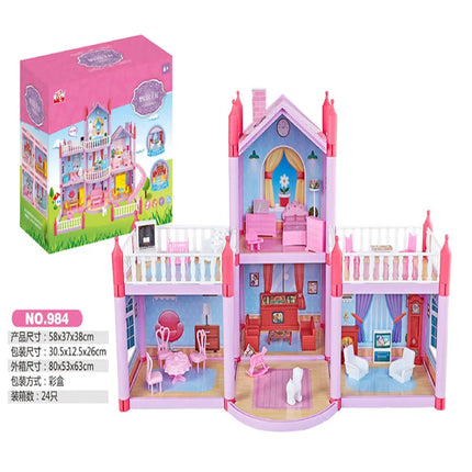 Princess Grand Villa Doll House Pink Castle Play House Doll House Toy