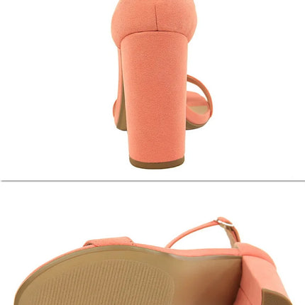 BIGTREE Shoes Heeled Sandals Women 9.5 Cm High Heels Pu Leather Women Shoes Block Heels Summer Sandals Lady Party Shoes Size 43