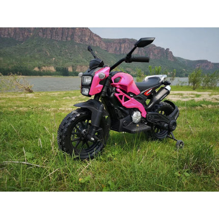 Electric Motorcycle for Kids ride on 12V Electric Dirt Bike with Training Wheels Hand Racing Foot Brake Boys Girls Gift