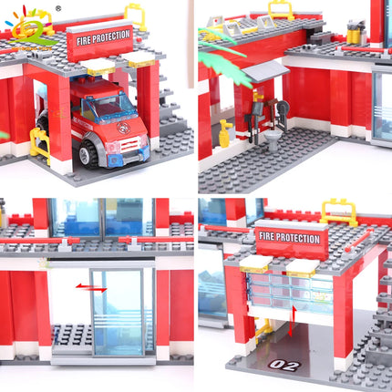 774pcs City Fire Station Model Building Blocks Boys Firefighter Truck Educational