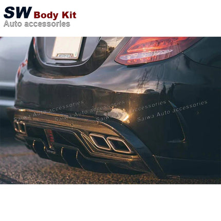 Carbon Fiber Rear Bumper for Mercedes-Benz W205 C-Class C63 Car Rear Bumper Diffuser Rear Side Splitters Car Parts