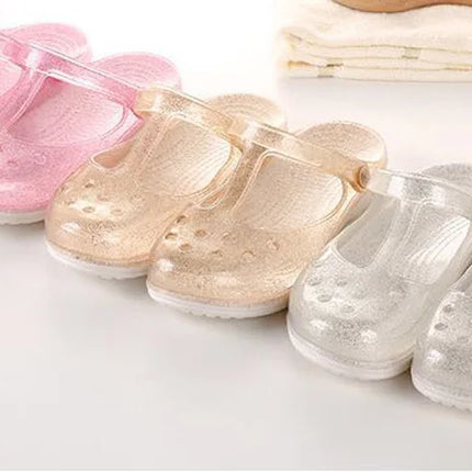 EOFK Summer Women Sandals Clogs Glitter Shinny Colors Lady Jelly Flat Comfort Sandals Hoof Shoes