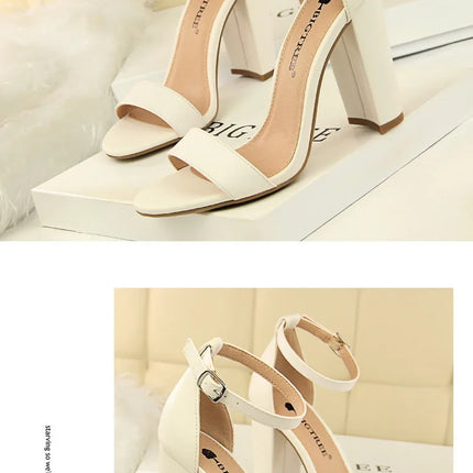 BIGTREE Shoes Heeled Sandals Women 9.5 Cm High Heels Pu Leather Women Shoes Block Heels Summer Sandals Lady Party Shoes Size 43