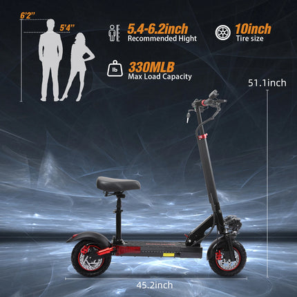 EScooter 800W - 10" Off-Road Tires Triple Suspension 45km/h, 55km Range, Foldable & IPX5 Electric Scooter
