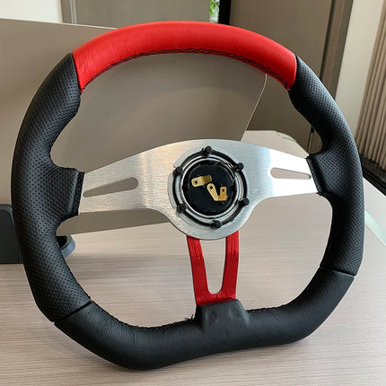 Leather Steering Wheel With Logo Sport Styling Performance Universal Racing Car Parts JDM Car Sport Steering Wheel